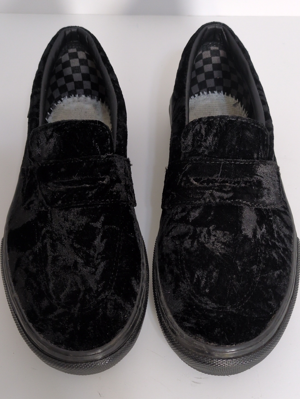 Vans Skate Style 53 Black Crushed Velvet Slip On Shoes Mens 8 Womens 9.5 NO INSO
